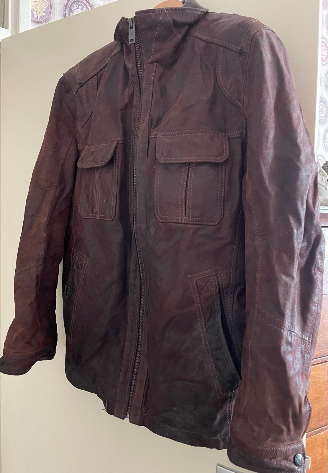 DNR Leren Jas Heren - Maat 56 (XL) - Bruin, Ophalen of Verzenden, Gedragen, Maat 56/58 (XL), Bruin
