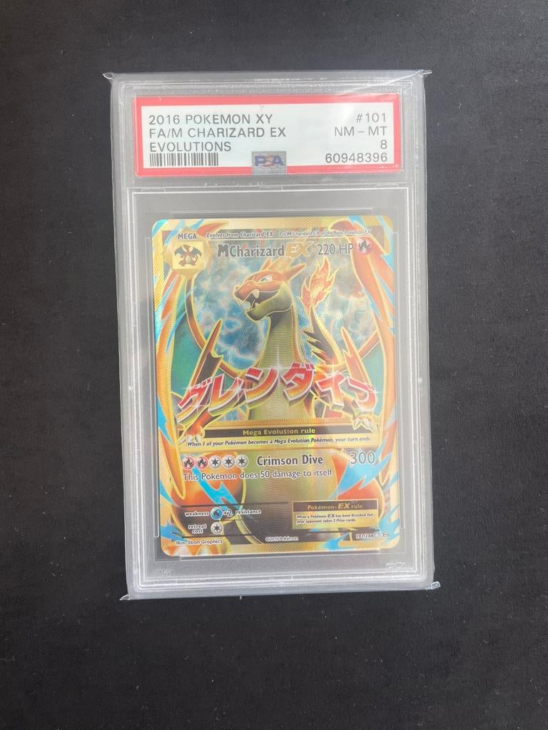 Charizard XY grade 8, Ophalen of Verzenden, Zo goed als nieuw, Losse kaart, Foil