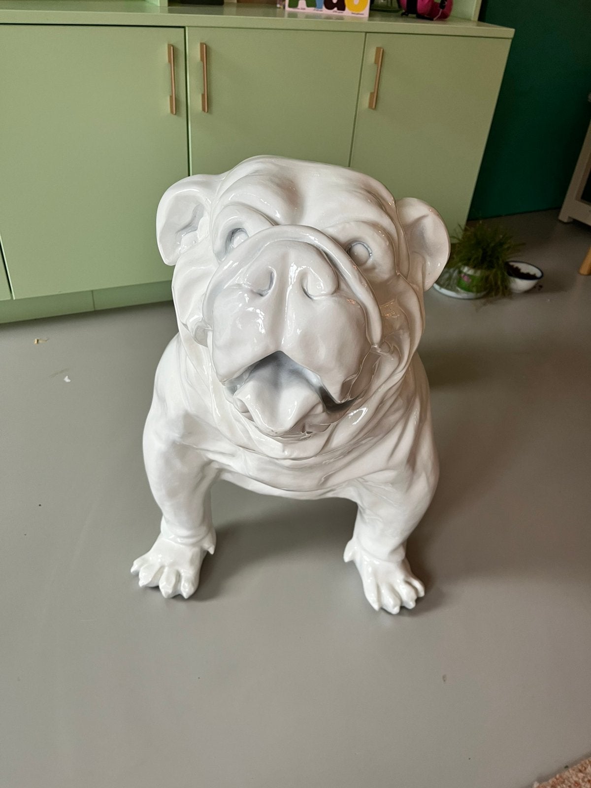 Decoratie bulldog hond wit kunstof, Ophalen, Zo goed als nieuw, Kunststof