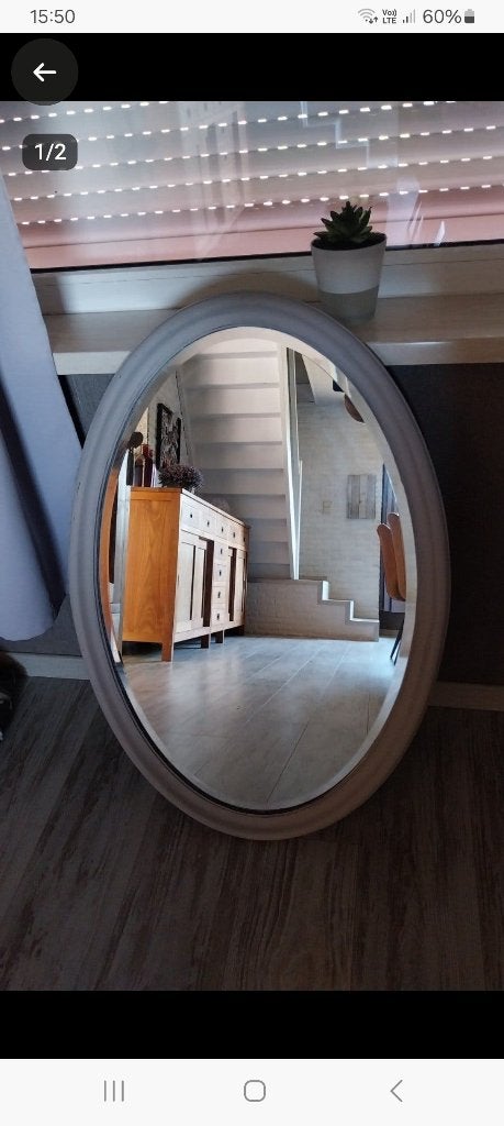 Ovale spiegel, Huis en Inrichting, Woonaccessoires | Spiegels, Ophalen, Minder dan 50 cm, Zo goed als nieuw, Minder dan 100 cm