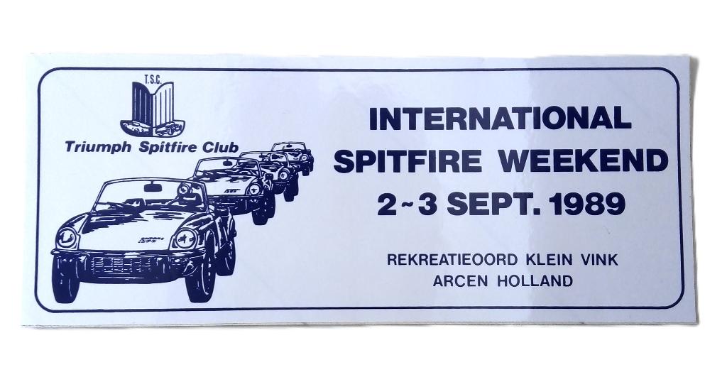 vintage triumph spitfire clubsticker - weekend- Arcen *1989*, Ophalen of Verzenden