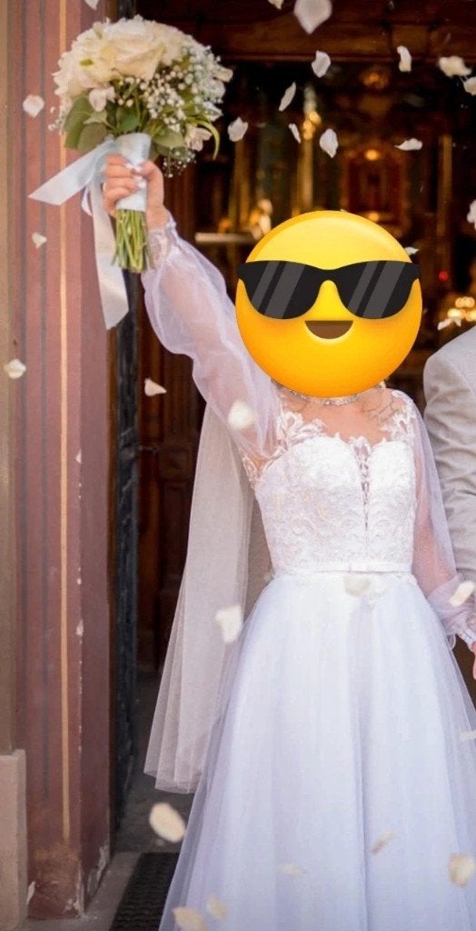 Prachtige prinsessen trouwjurk met glitter en sluier XS/S, Ophalen, Trouwjurk, Wit, Onbekend