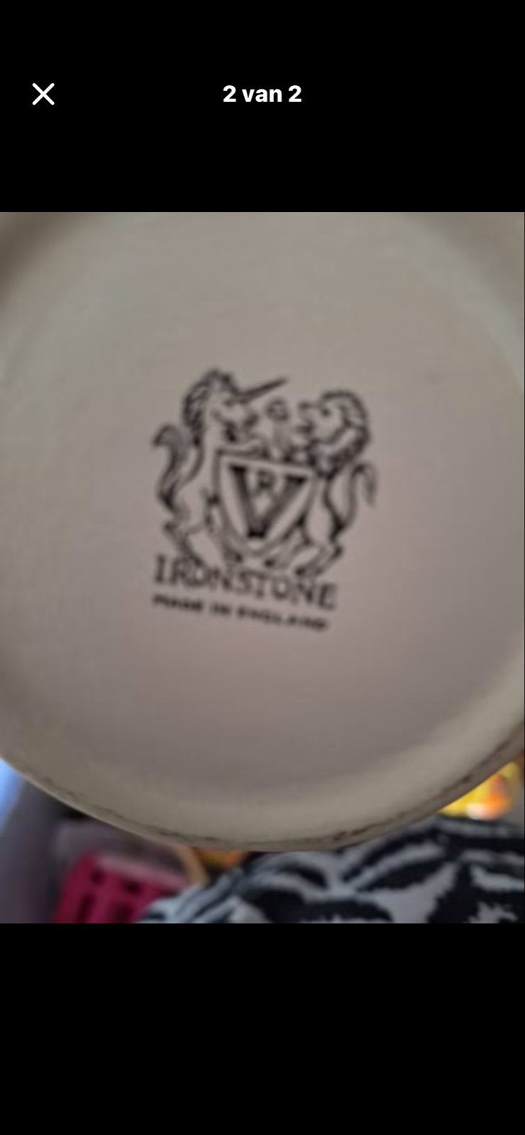 Vintage Ironstone kan met bloemmotief - Made in England, Antiek en Kunst, Ophalen of Verzenden