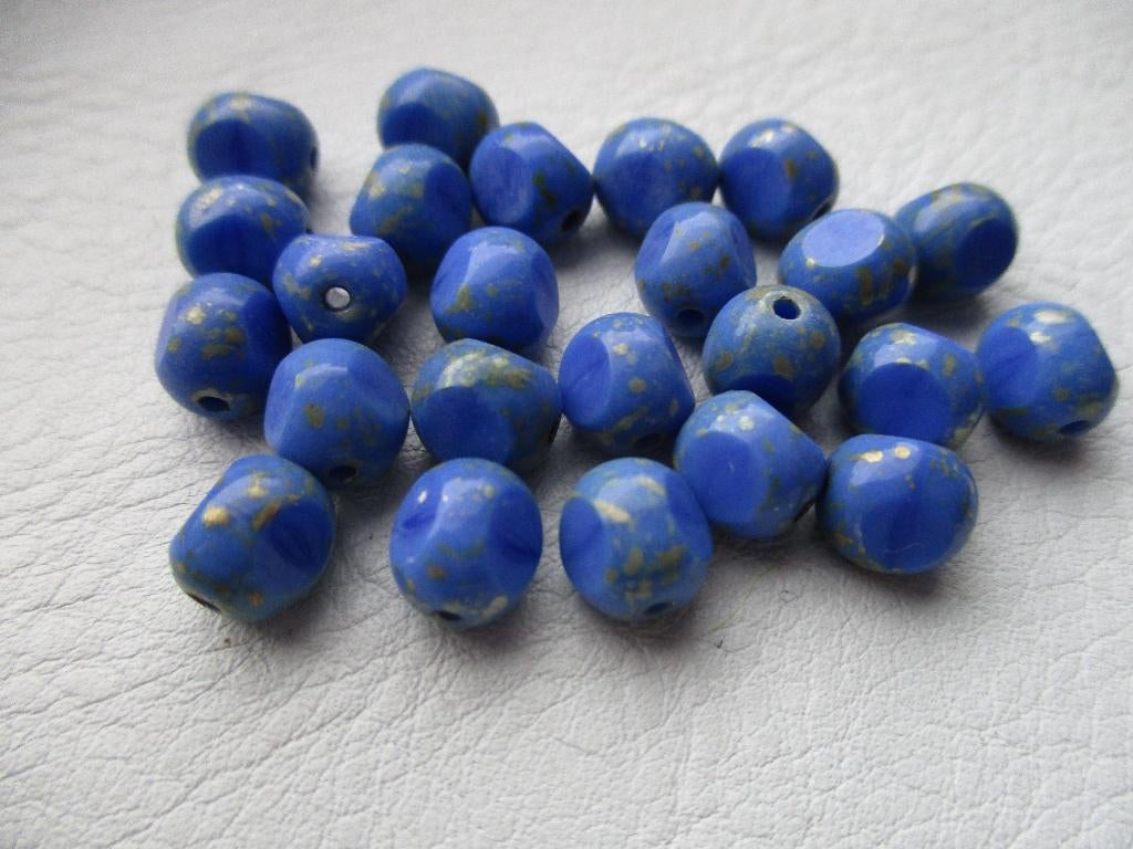 2039/ goud/blauwe tsjechische crystal kralen, Ophalen of Verzenden, Nieuw, Kraal