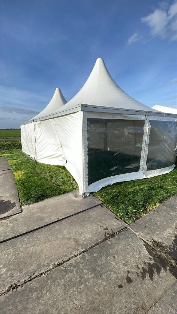 Pagodetenten ES84 5x5 meter (4x), Tuin en Terras, Partytenten, Ophalen, Gebruikt, 2 meter of meer, 4 tot 6 meter