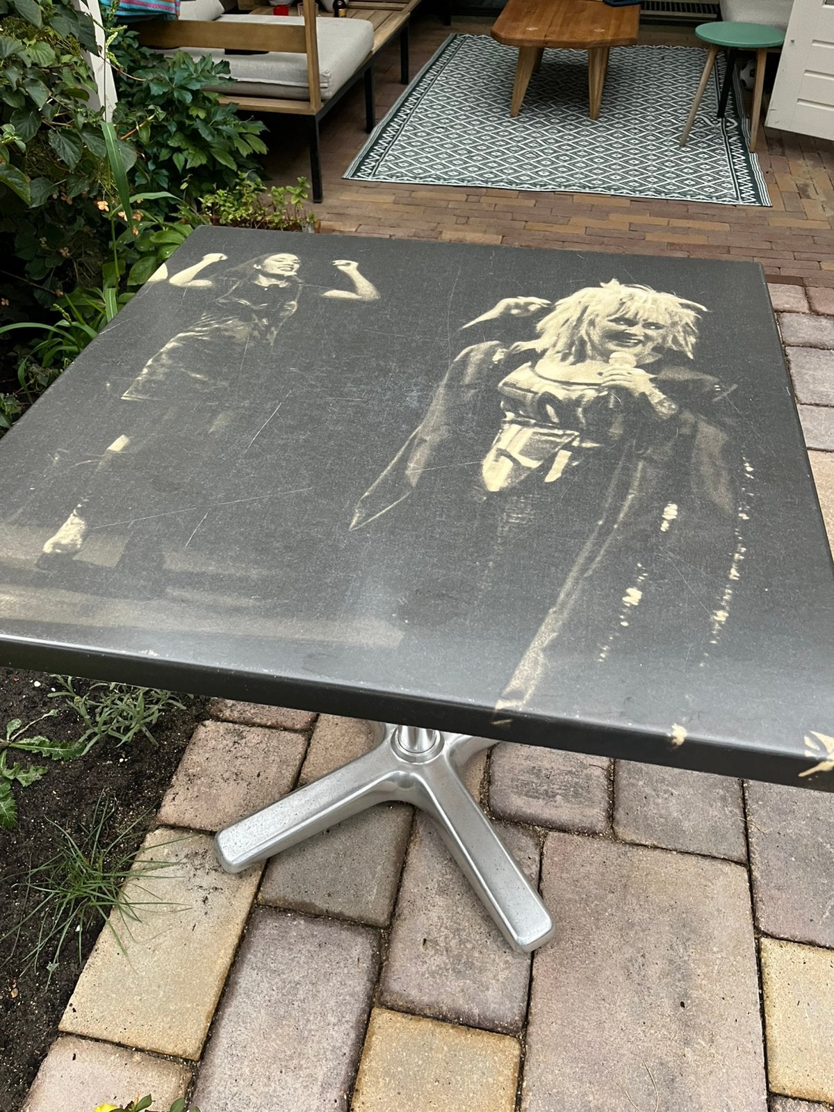 Tafel/ cafetafel vierkant met Karin Bloemen print, Ophalen