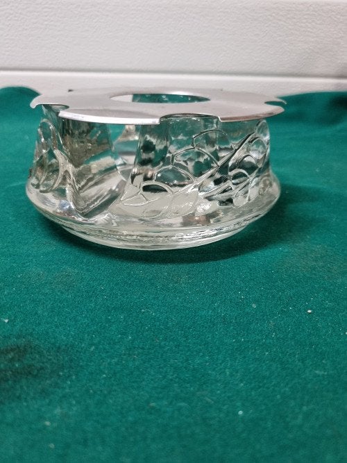 theelicht warmhoud glazen vintage plaat, Verzamelen, Retro, Ophalen of Verzenden