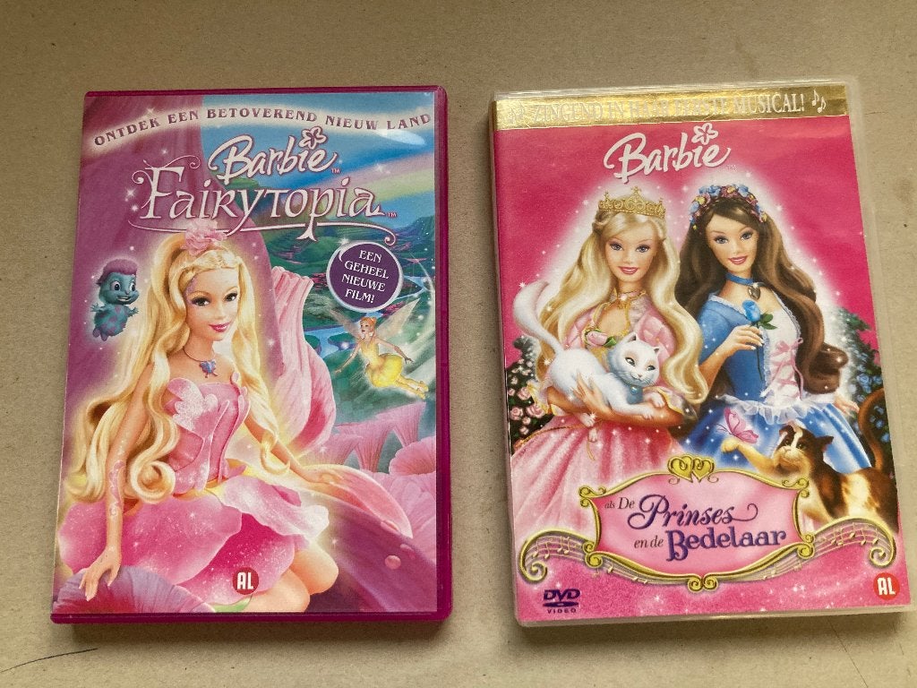 T.K. Barbie De prinses en de Bedelaar en Fairtopia op DVD, Alle leeftijden, Ophalen of Verzenden, Gebruikt