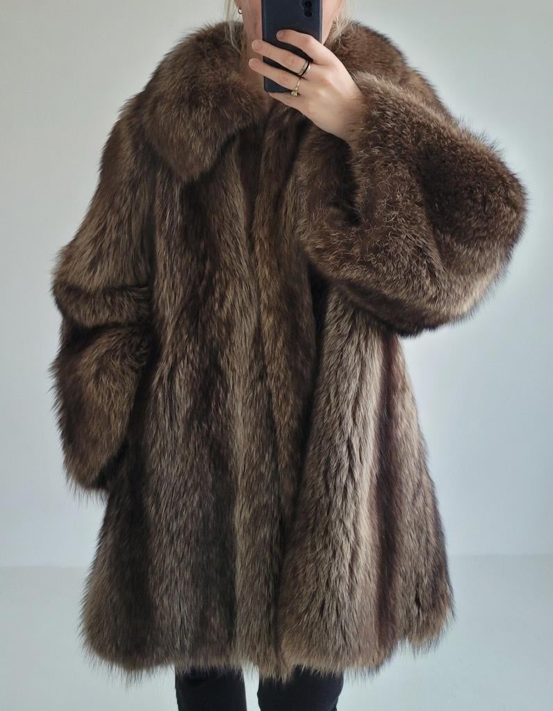 Bontjas Bruine Wasbeerhond Dikke Vacht Pellicce Canali Fur, Kleding | Dames, Jassen | Winter, Maat 38/40 (M), Bruin, Zo goed als nieuw