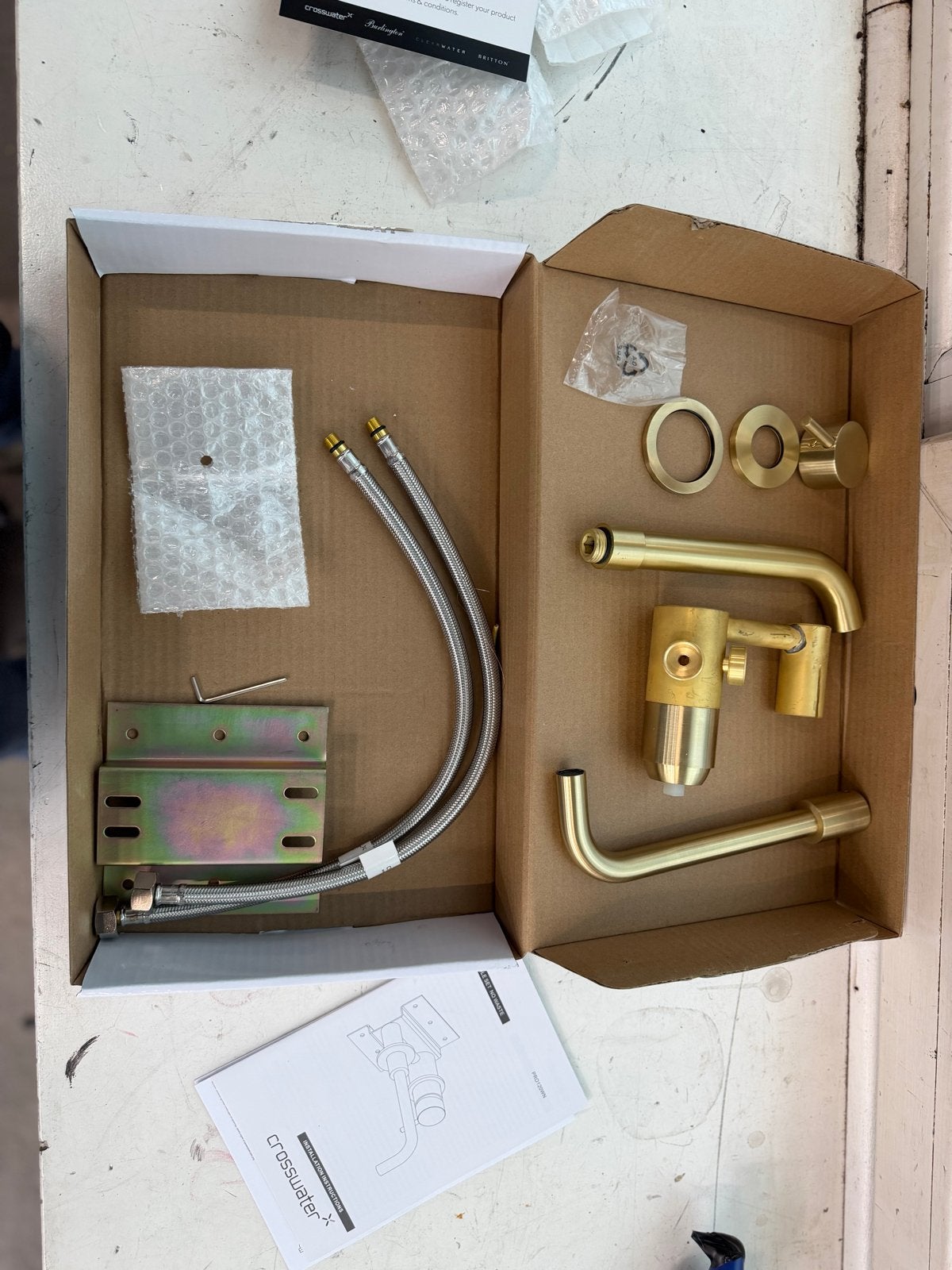 Crosswater PRO120WNF Wastafelkraan Geborsteld Messing, Doe-het-zelf en Verbouw, Ophalen of Verzenden, Nieuw, Kraan