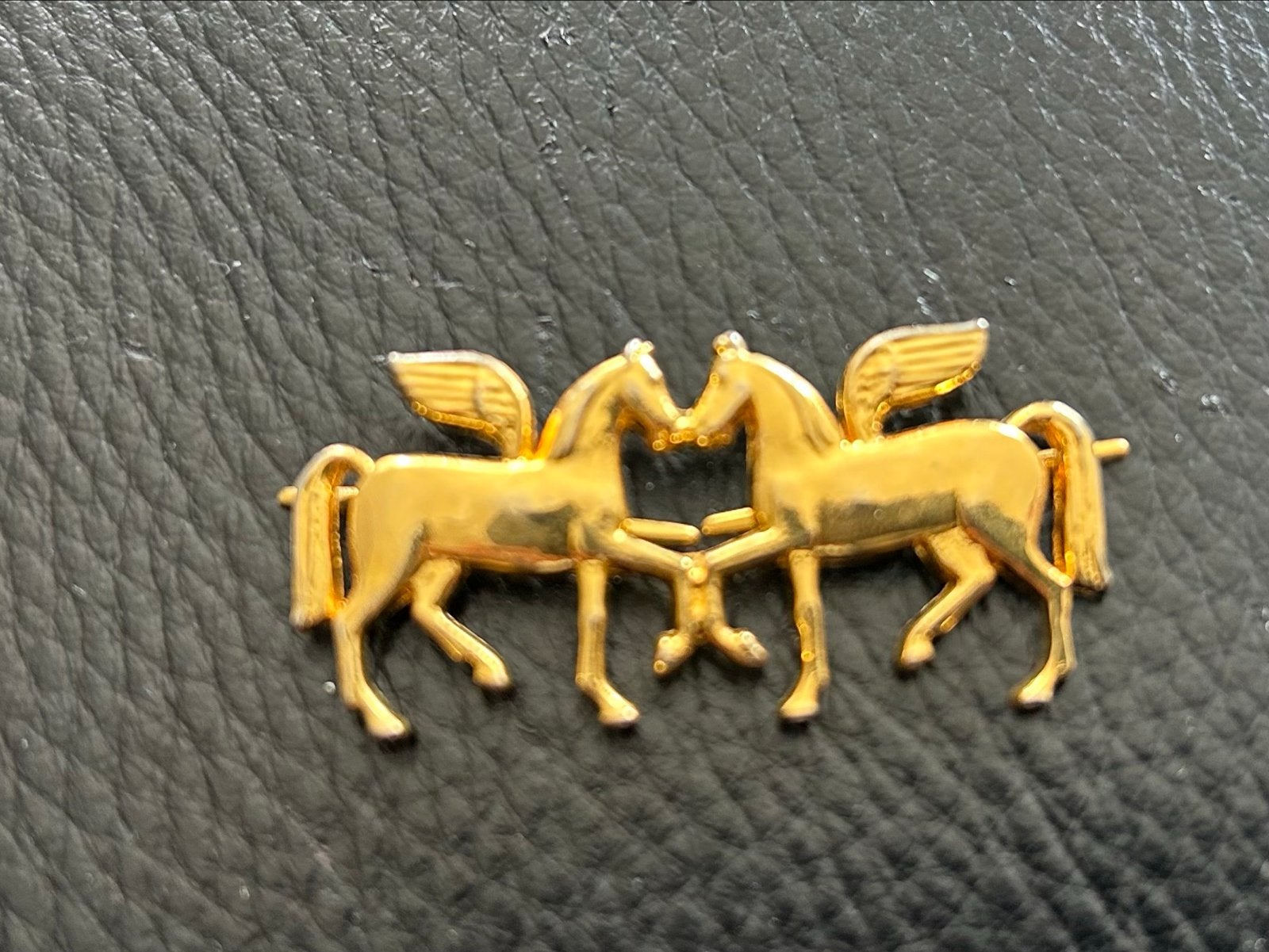 Goudkleurige Broche met Paarden - Z.G.A.N., Sieraden, Tassen en Uiterlijk, Broches, Ophalen of Verzenden, Zo goed als nieuw, Goud