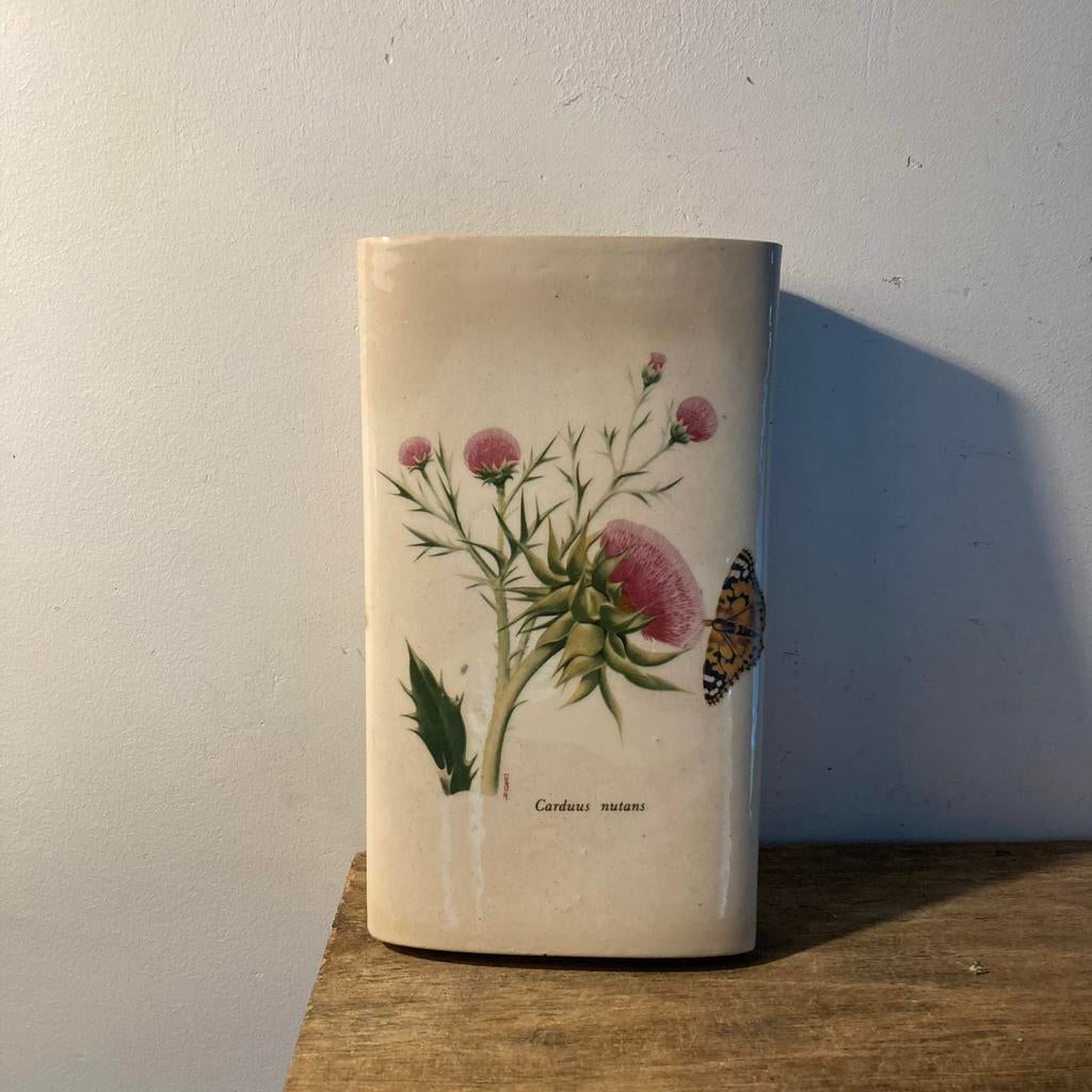 Vintage verwarmingswaterbakje met disteldecoratie, Ophalen of Verzenden