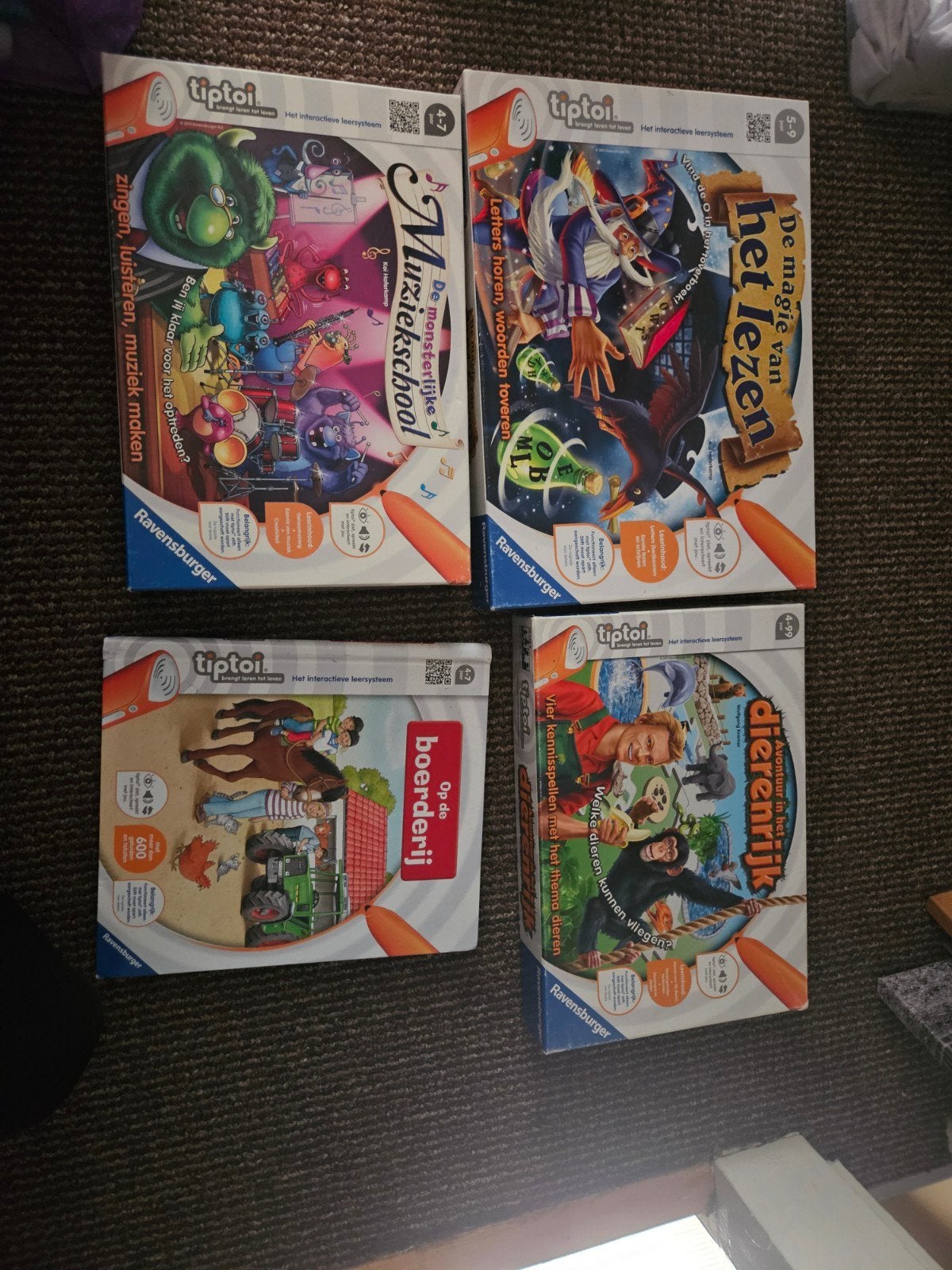 Tiptoi Ravensburger Educatieve Spellen (4 stuks), Ophalen, Gebruikt, Overige typen, Met geluid