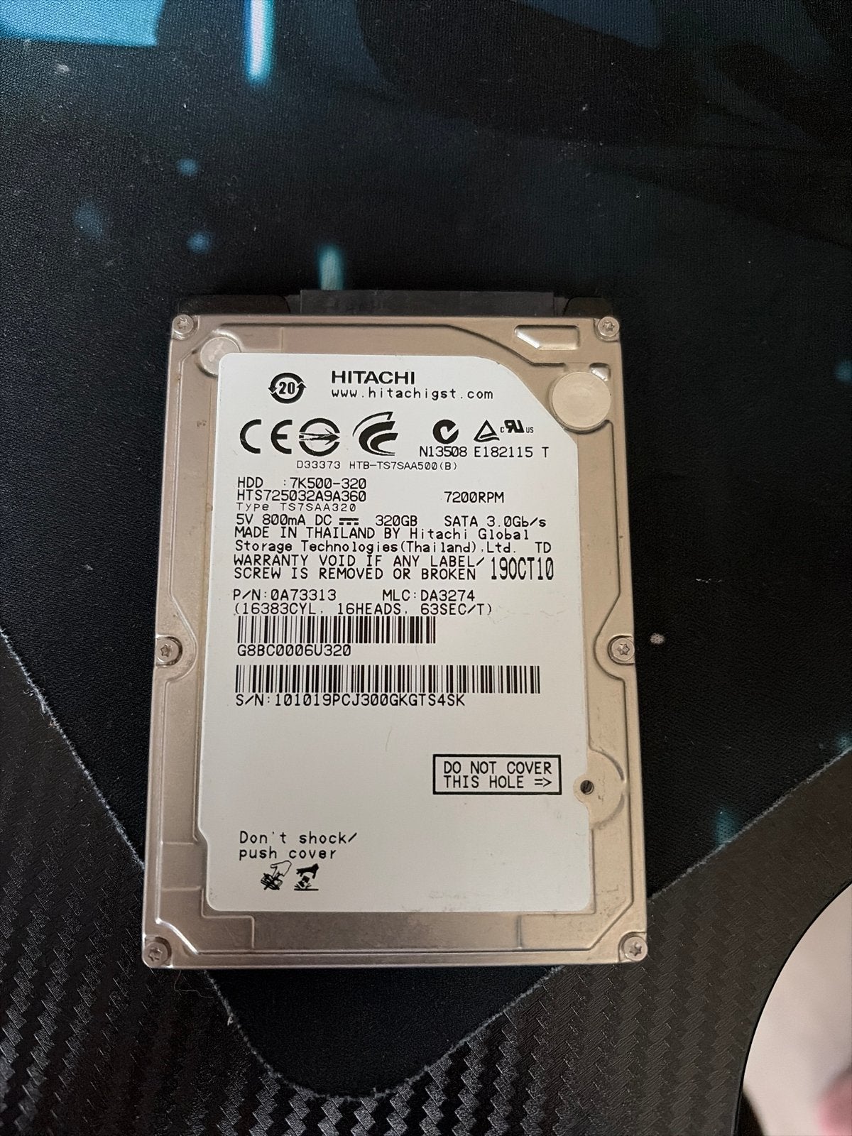 Hitachi 320GB 2.5 inch SATA Harde Schijf voor PS4, Computers en Software, Harde schijven, Ophalen, Intern, Gebruikt, Console