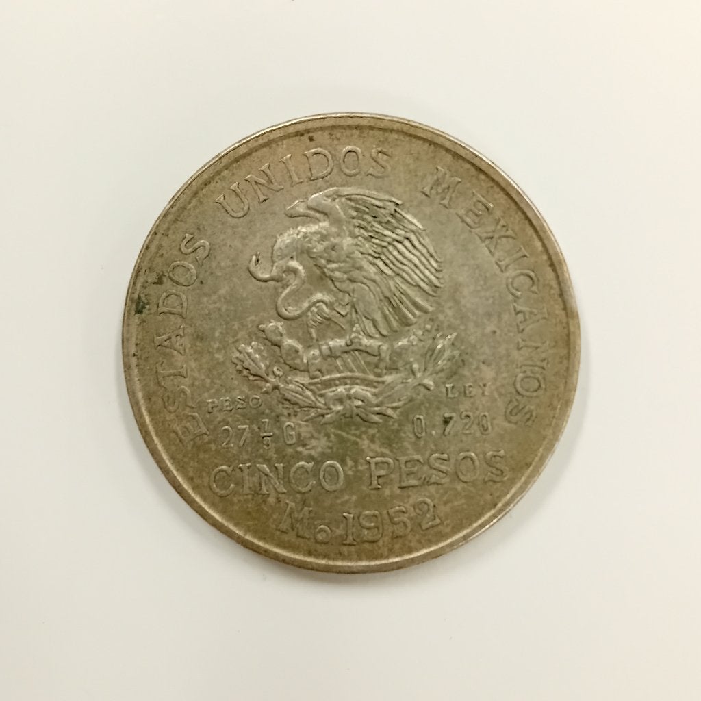 Mexicaans munt 5 peso 1952, Ophalen of Verzenden, Zuid-Amerika, Losse munt, Zilver