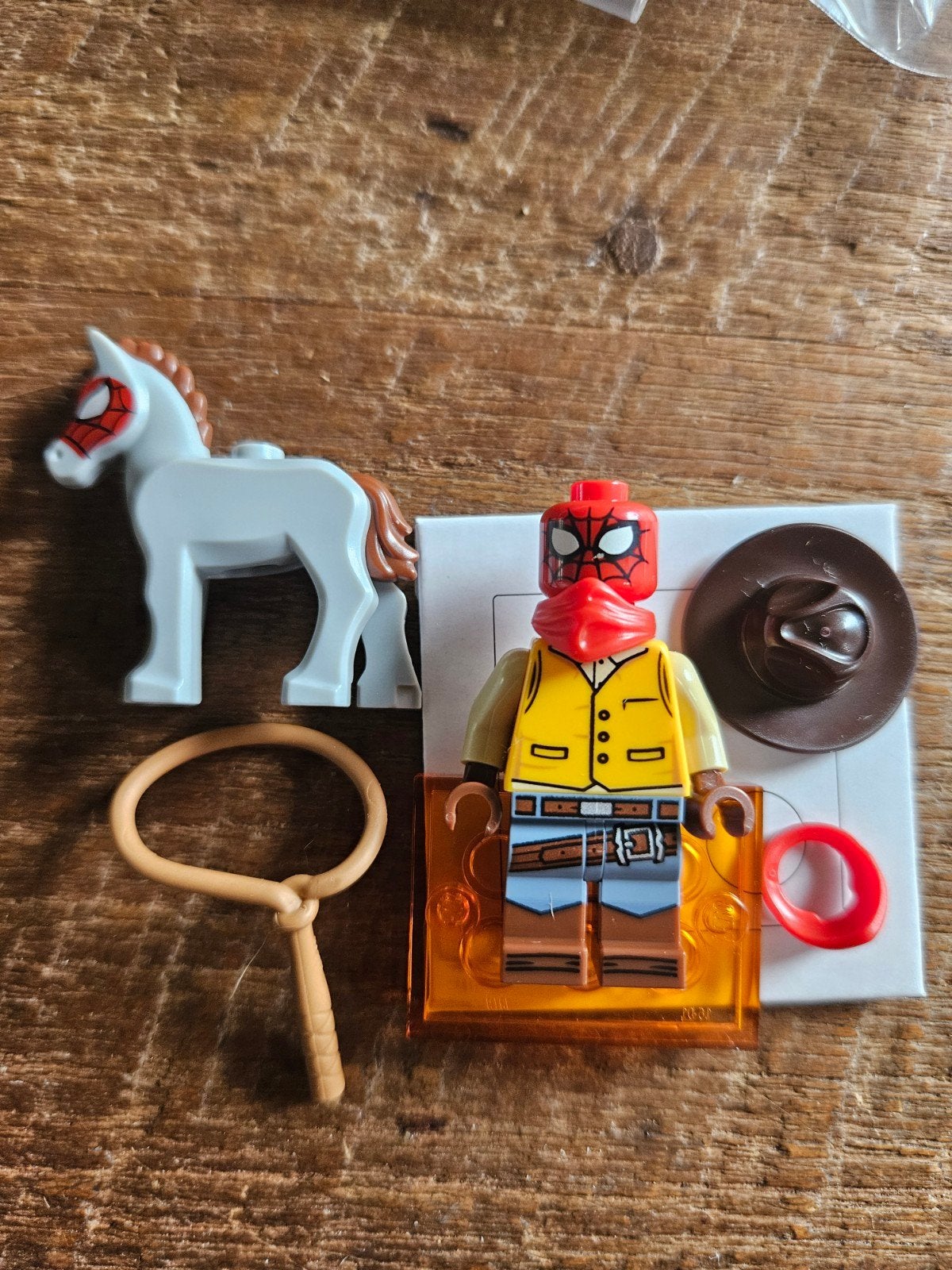 LEGO Minifiguur Spider-Man Cowboy met paard en accessoires, Verzenden