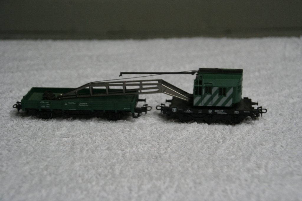 Marklin HO Kraan groen/witte streep+ laadwagon (7.18), Wisselstroom, Gebruikt, Wagon, Ophalen of Verzenden