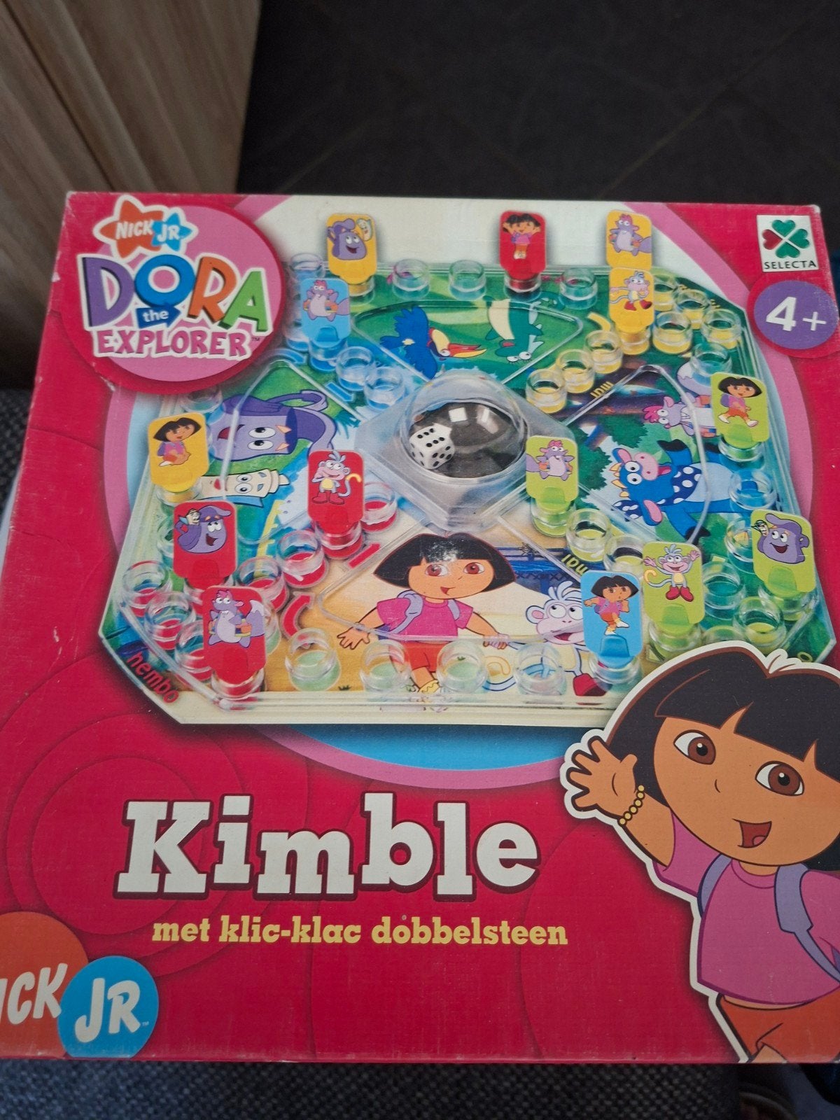 Dora the Explorer Kimble bordspel met klic-klac dobbelsteen, Drie of vier spelers, Ophalen of Verzenden, Gebruikt, Selecta