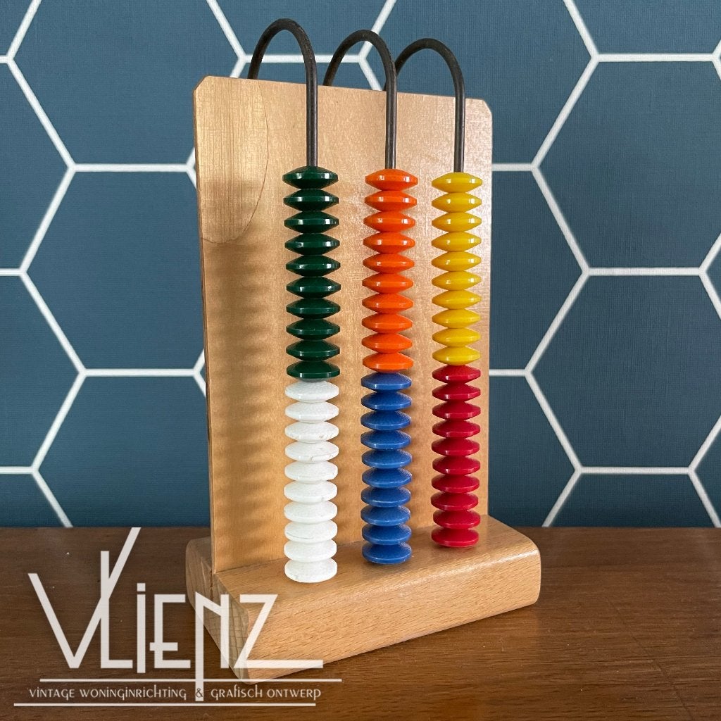 Vintage, houten abacus, telraam, rekenraam met kralen, Gebruikt, -, -, Rekenen