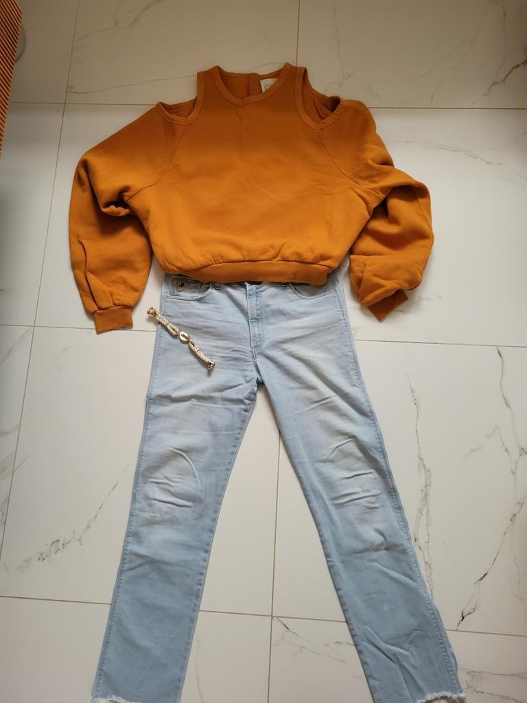 Zomerse oranje/okerkleurige trui OU., Ou., Maat 42/44 (L), Oranje, Ophalen of Verzenden
