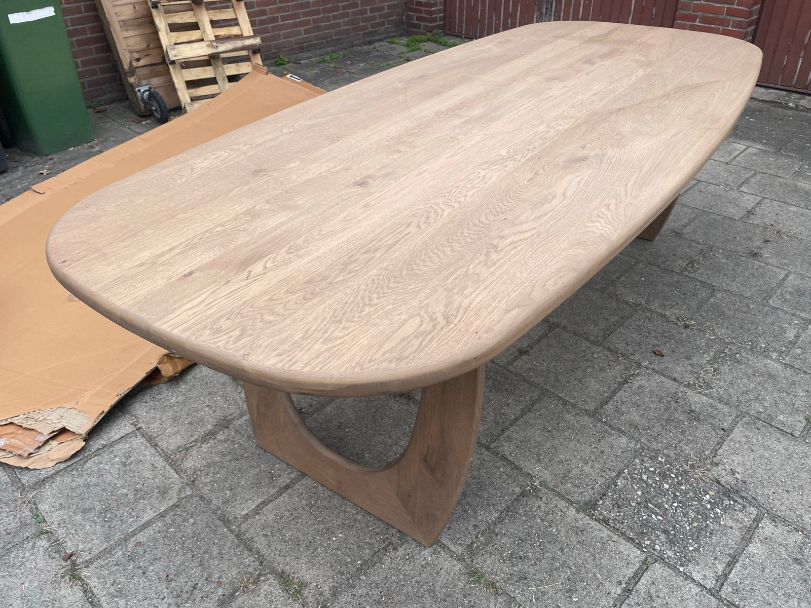 Ovale massief eiken eettafel - Japandi stijl 240x100, Ophalen, 100 tot 150 cm, Eikenhout, Vijf personen of meer