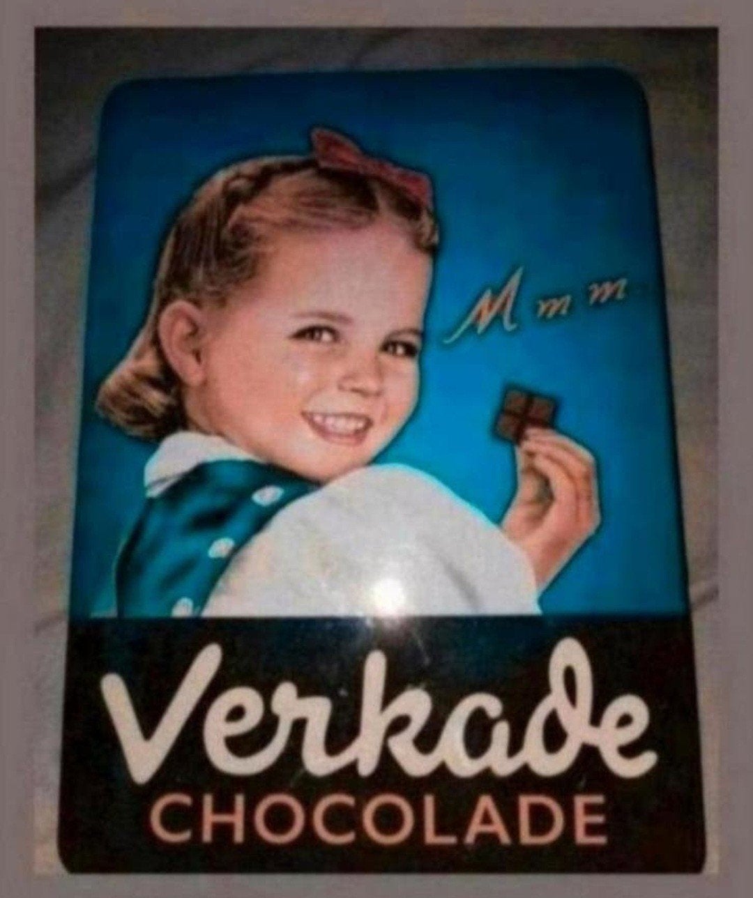 Vintage Verkade Chocolade Blik met Meisje, Ophalen of Verzenden, Zo goed als nieuw