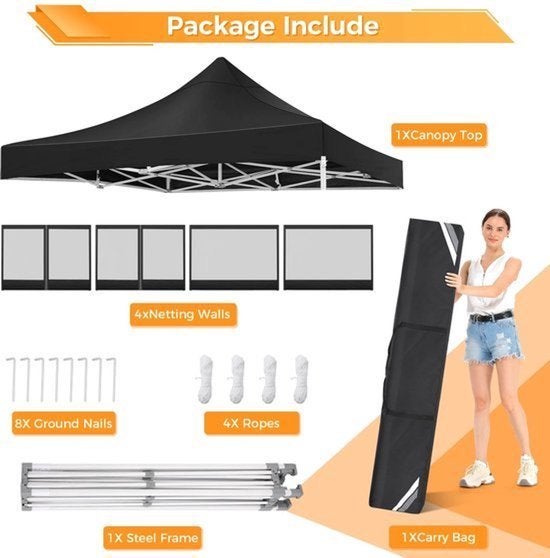 Partytent – Tuinkamer – Vouwtent – Schaduwtent – Markttent, Corvance B.V., Verzenden, Nieuw, Corvancebol@gmail.com