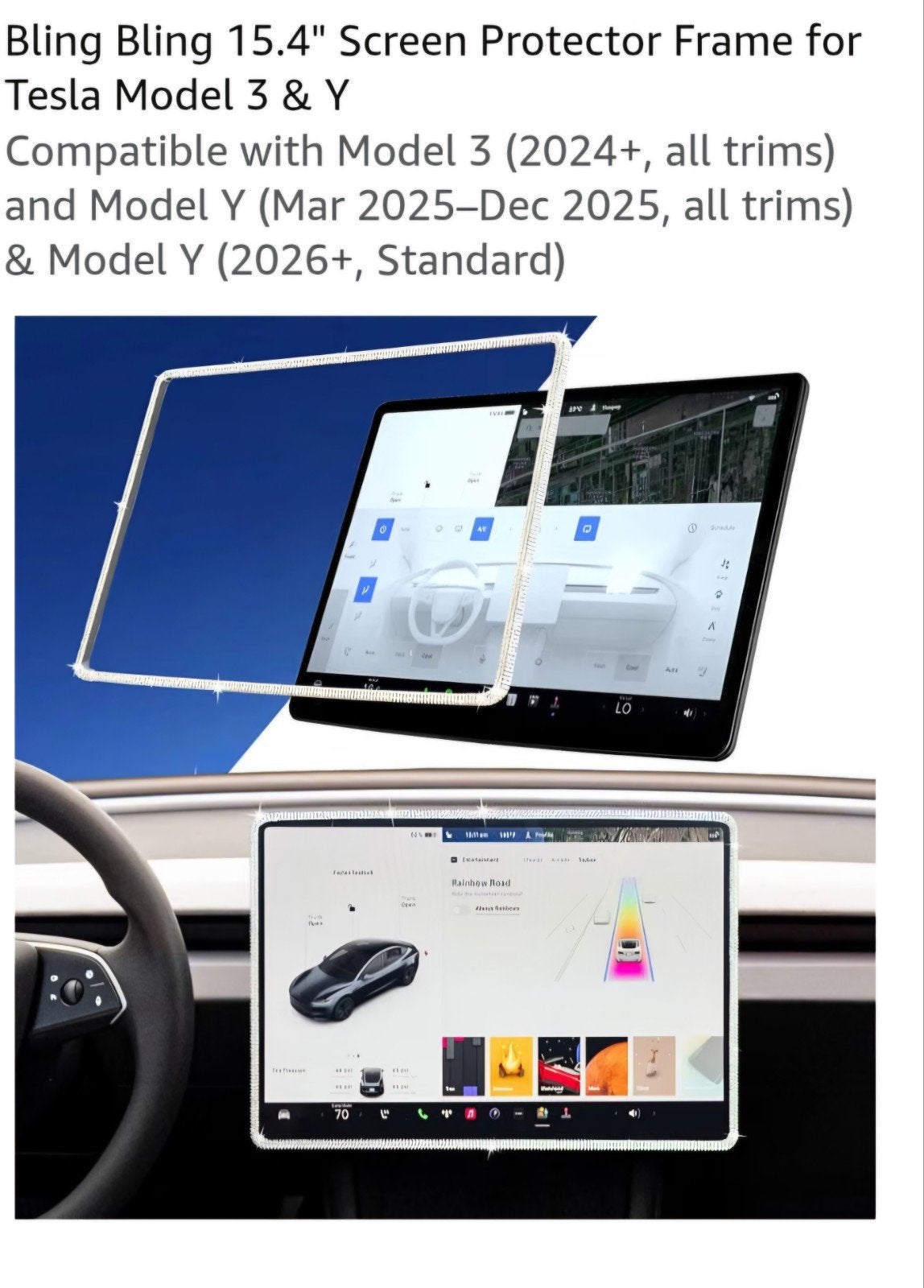 Foto 8 van Bling Bling 15.4" Screen Protector Frame Tesla Model 3 & Y
