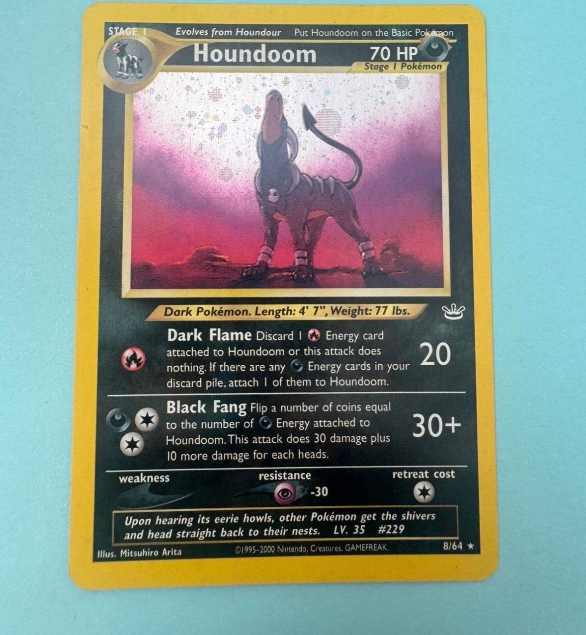 Pokémon Kaart Houndoom 8/64 Neo Revelation Holo, Ophalen of Verzenden, Gebruikt, Losse kaart, Foil