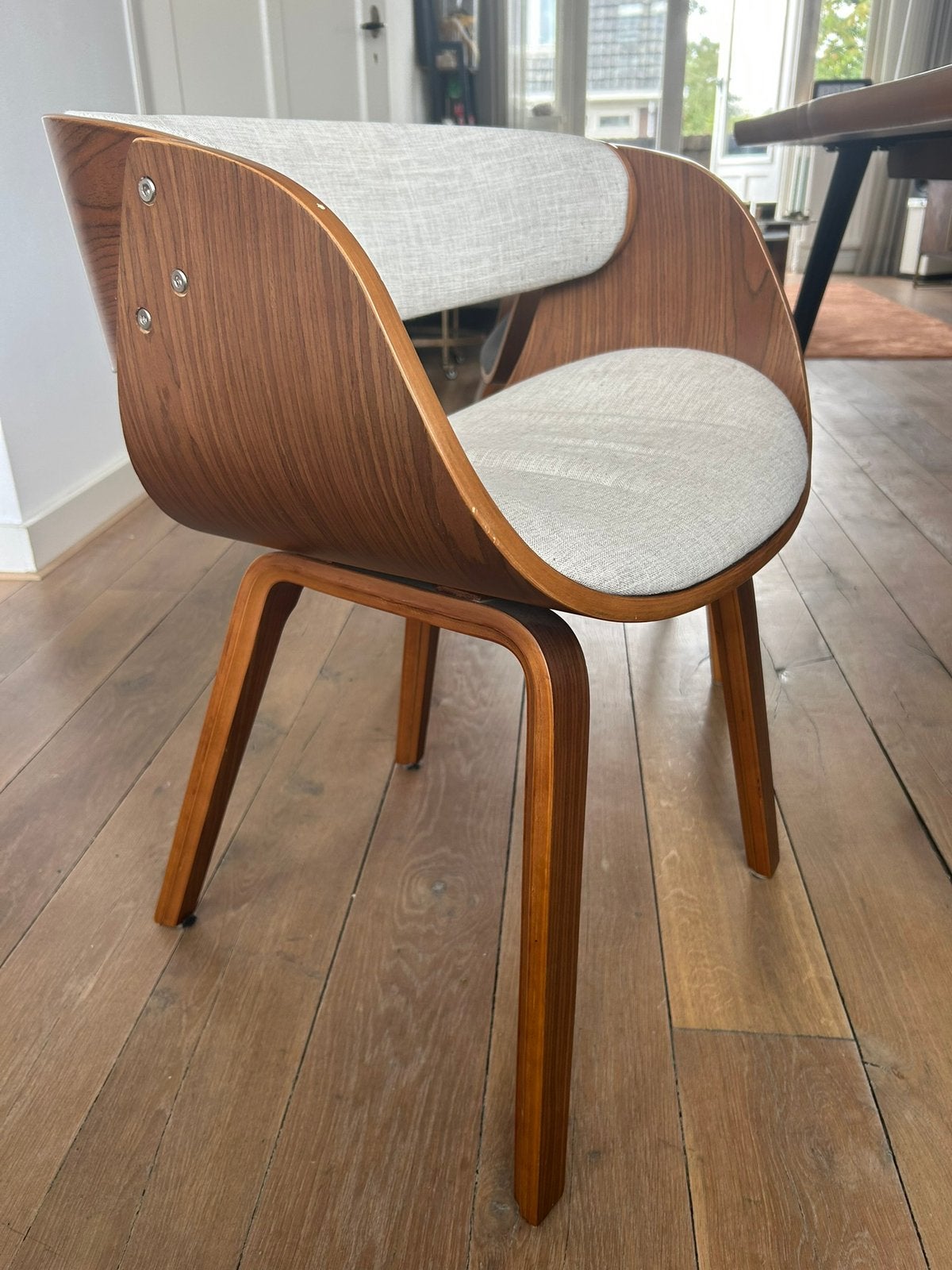 6 x Retro Eetkamerstoel Grijs/ Beige, Ophalen, Zo goed als nieuw, Vijf, Zes of meer stoelen, Retro