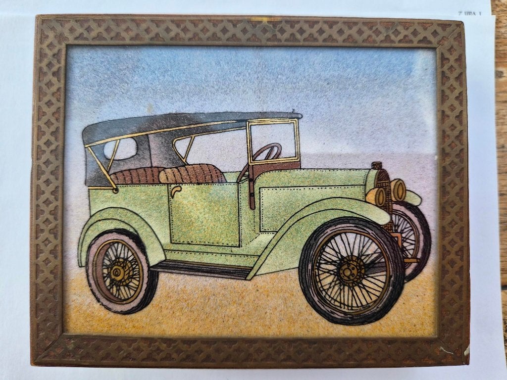 vintage houten doosje met klassieke oldtimer, Verzenden, Huis en Inrichting