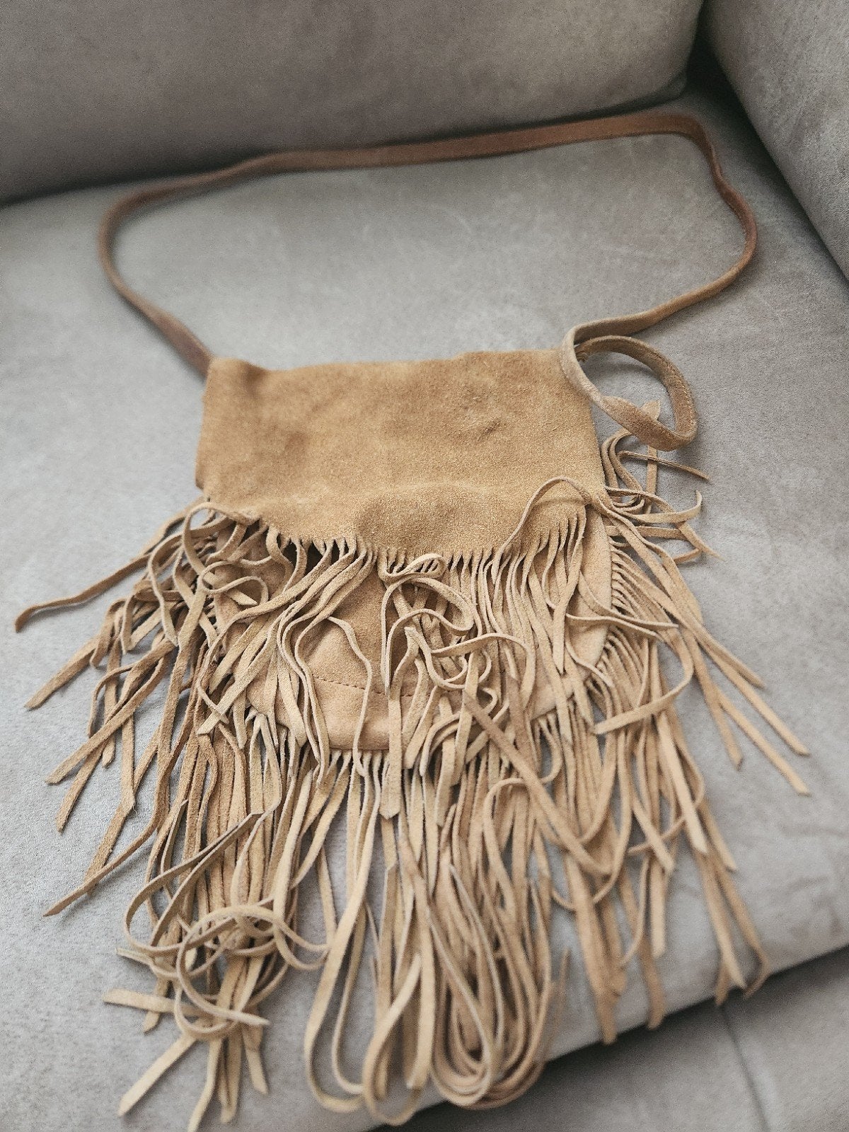 Leren/Suède Fringe Tasje - Ideaal voor Festivals & Vakantie, Ophalen of Verzenden, Gebruikt, Bruin, Schoudertasje
