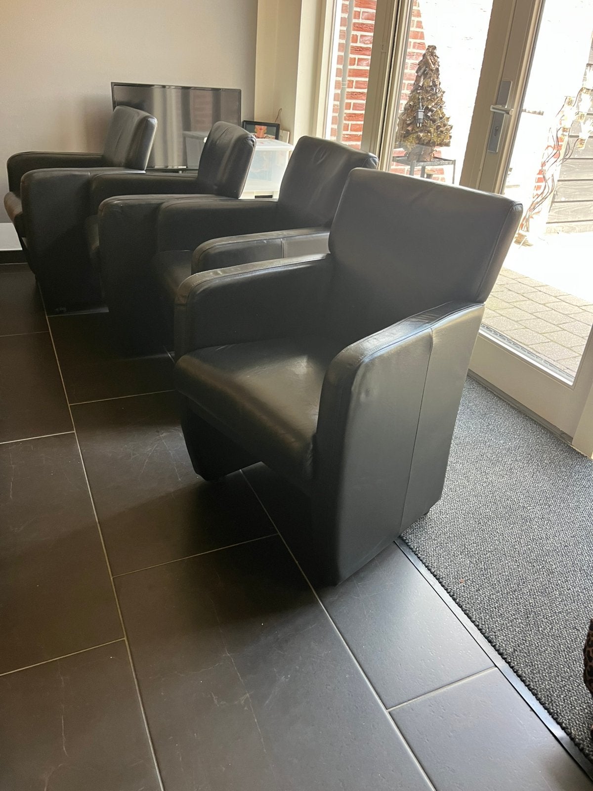 Lederen eetkamerstoelen, Huis en Inrichting, Stoelen, Ophalen, Zwart, Eén