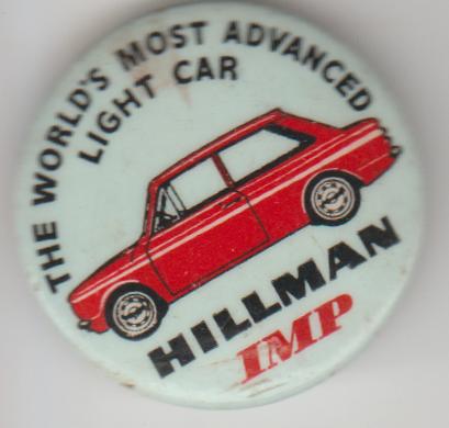 Hillman IMP vintage button, Verzenden, Zo goed als nieuw, Overige onderwerpen