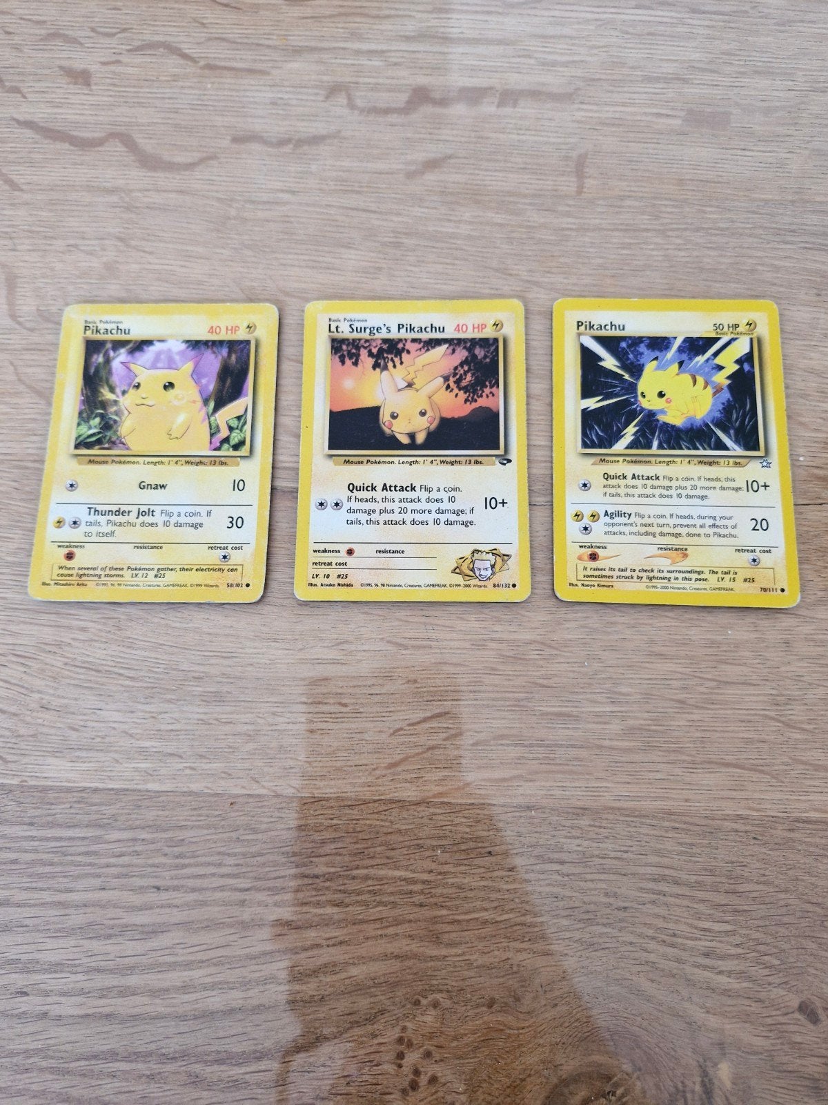 Set van 3 Vintage Pikachu Pokémon Kaarten (Engels), Verzenden, Meerdere kaarten