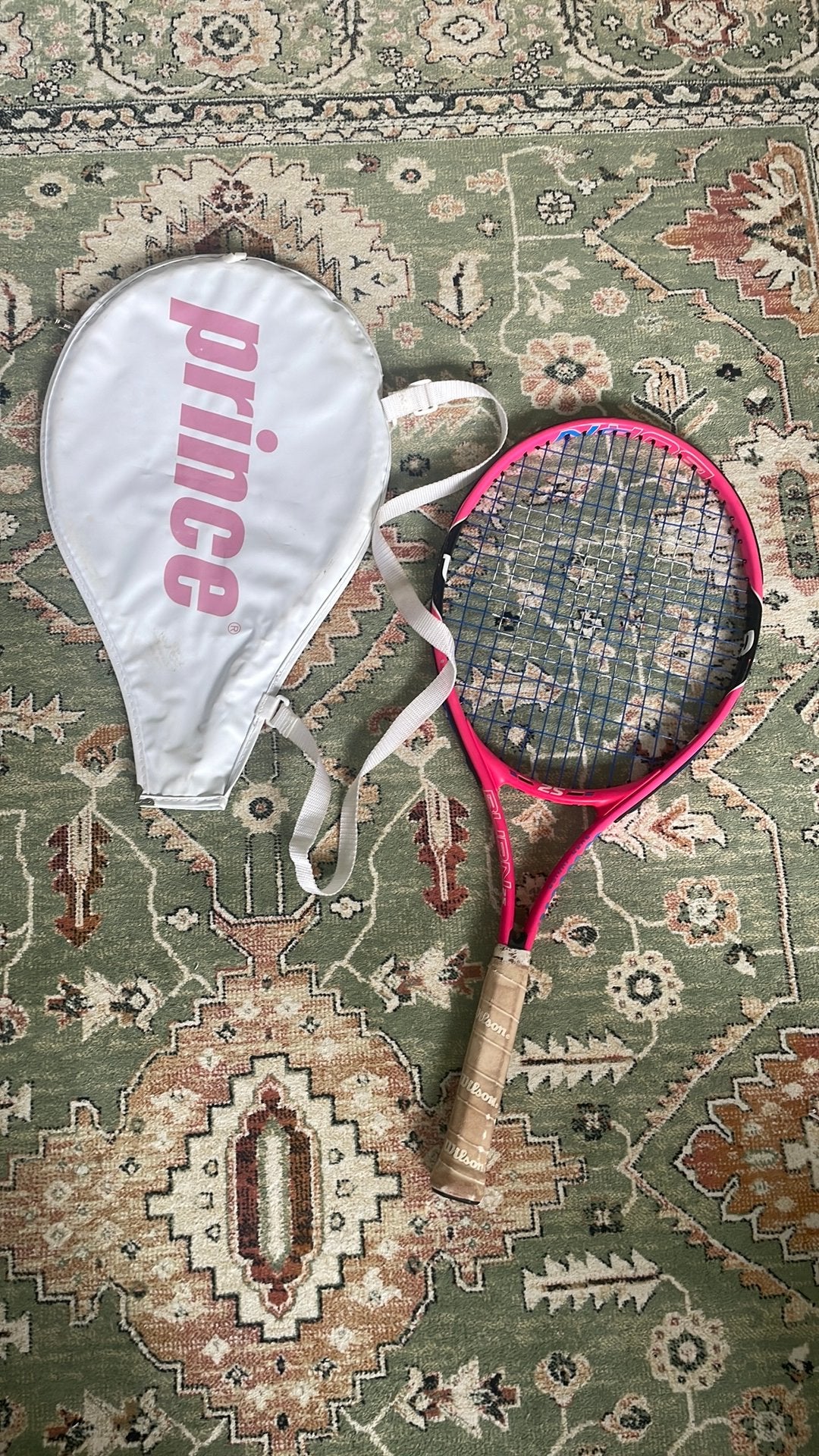 roze Wilson Burn Pink 25 junior tennis racket + prince hoes, L00, Ophalen of Verzenden, Zo goed als nieuw, Wilson