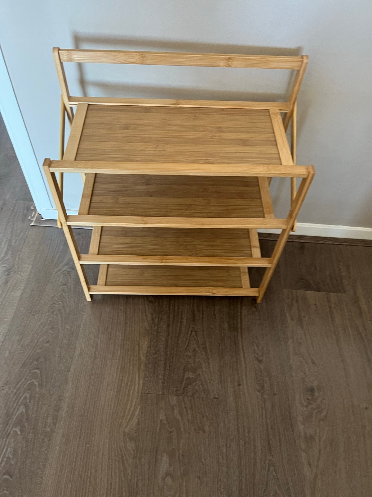 Opvouwbaar bamboe rek met 3 planken, Huis en Inrichting, Ophalen of Verzenden, Zo goed als nieuw
