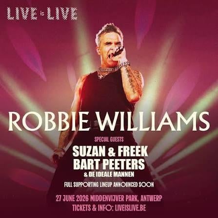 4 tickets Robbie Williams Live is Live, 27 Juni in Antwerpen, Tickets en Kaartjes, Drie personen of meer, Juni