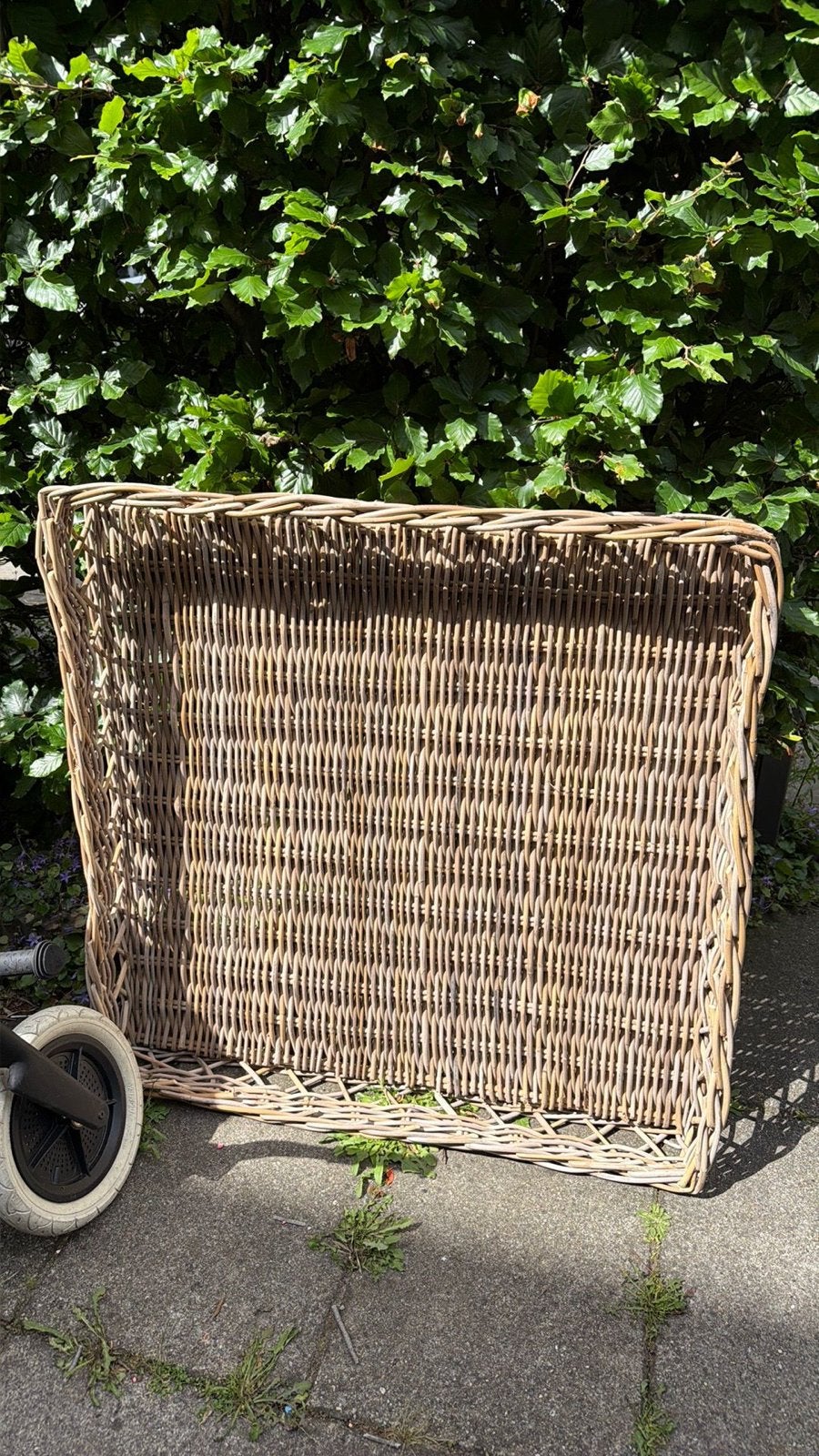 Grote rieten mand 95x95cm, Gebruikt, Gevlochten, Mand, Vierkant