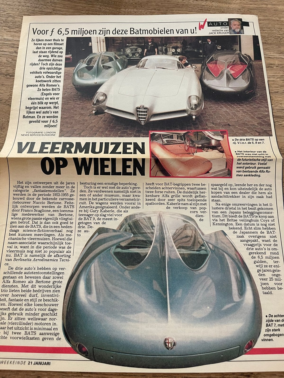 Origineel krantenartikel 1990 Alfa Romeo B.A.T. 5, 9 en 7, Ophalen of Verzenden, Zo goed als nieuw, Alfa Romeo