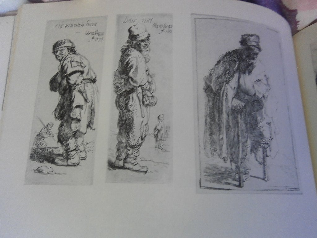 Dubbele rembrandt ets ineen mooi lijstje, Antiek en Kunst, Ophalen, Ets