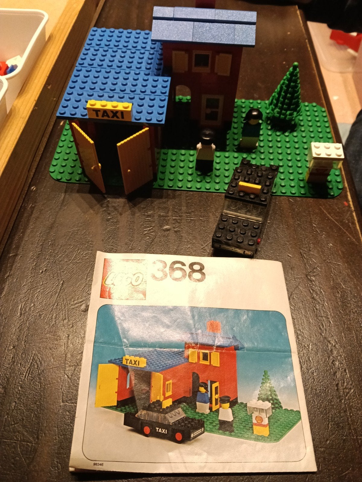 Vintage LEGO 368 Taxi Garage met instructies, Gebruikt, Lego, Ophalen of Verzenden, Inclusief instructies