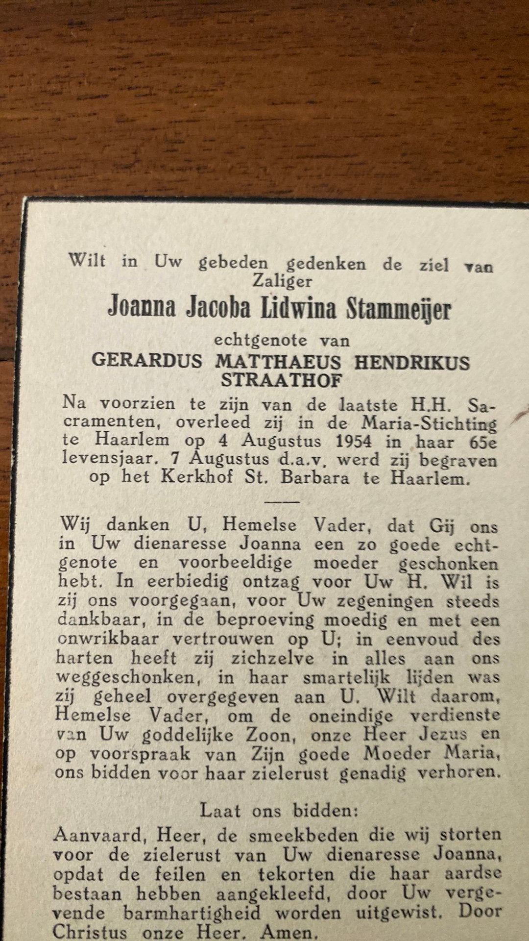 JJL Straathof - Stammeijer 1890 Haarlem 1954, Verzamelen, Ophalen of Verzenden