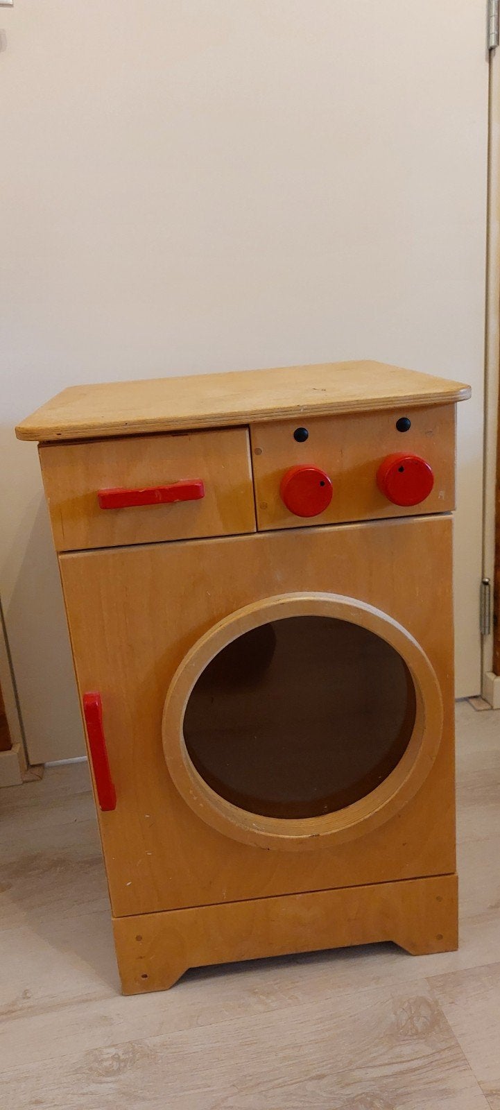Retro Houten Speelgoed Wasmachine met Oven en Lade, Kinderen en Baby's, Speelgoed | Houten speelgoed, Ophalen of Verzenden, Gebruikt