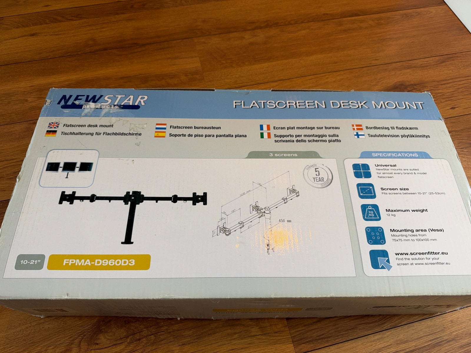 Newstar FPMA-D960D3 Flatscreen Desk Mount 10-21 inch, Computers en Software, Ophalen of Verzenden, Nieuw