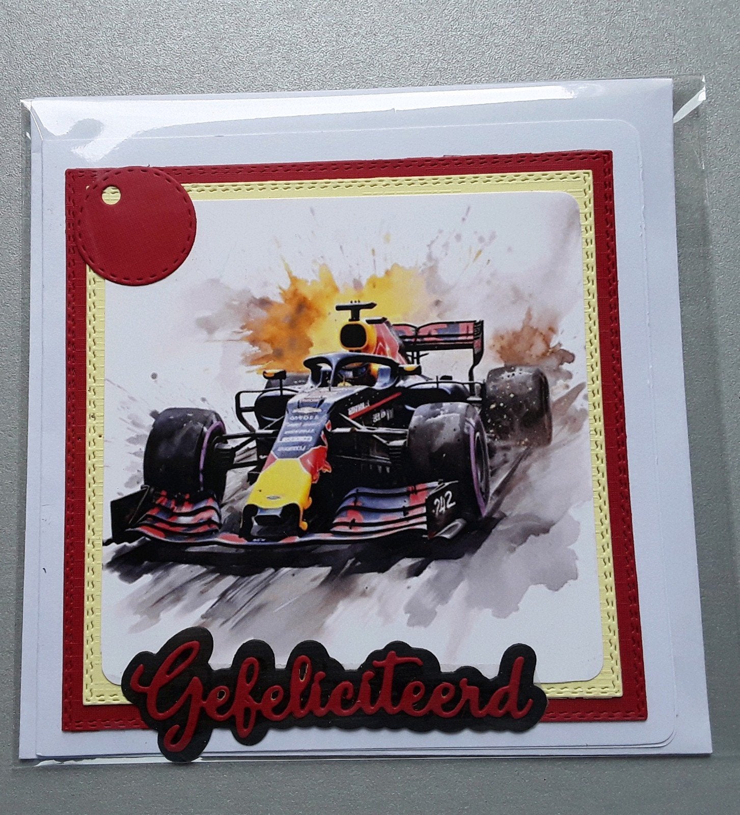Zelfgemaakte kaart met envelop GEFELICITEERD., Ophalen of Verzenden, Nieuw, Kerst