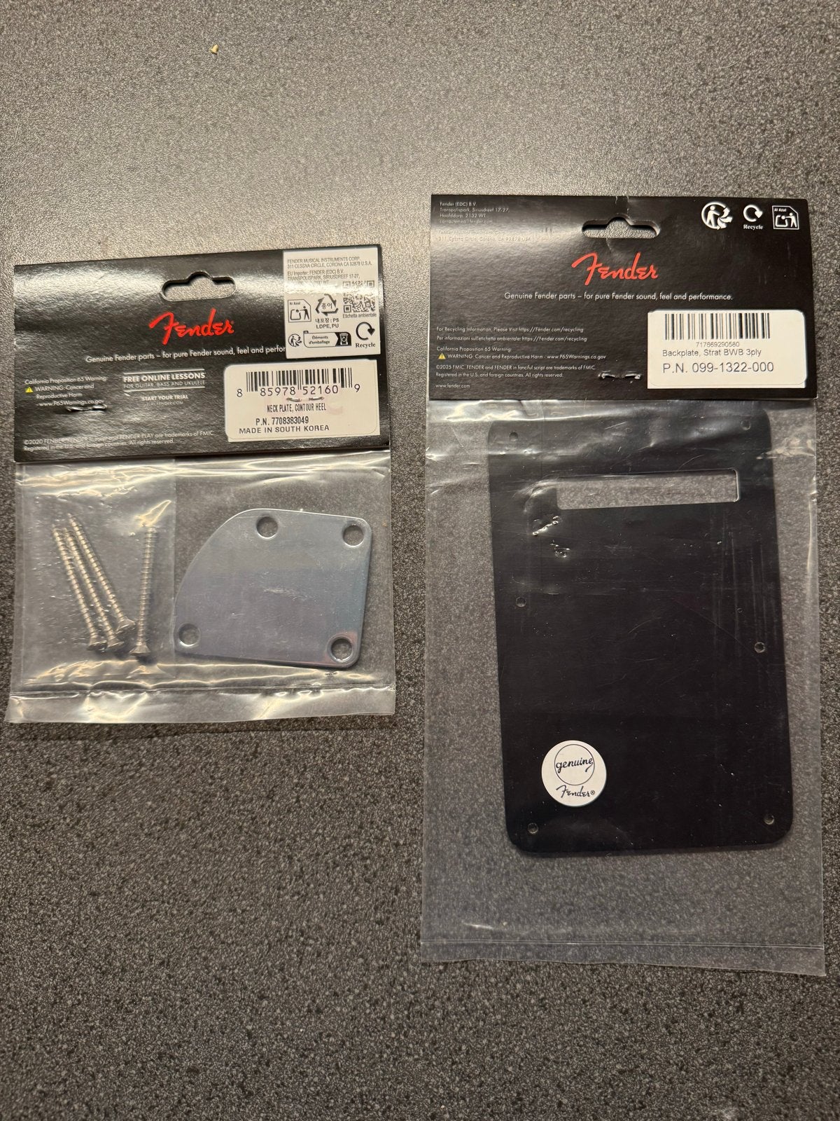 Fender gitaaronderdelen: slagplaten, nekplaat, tremolo cover, Ophalen of Verzenden, Nieuw, Elektrische gitaar