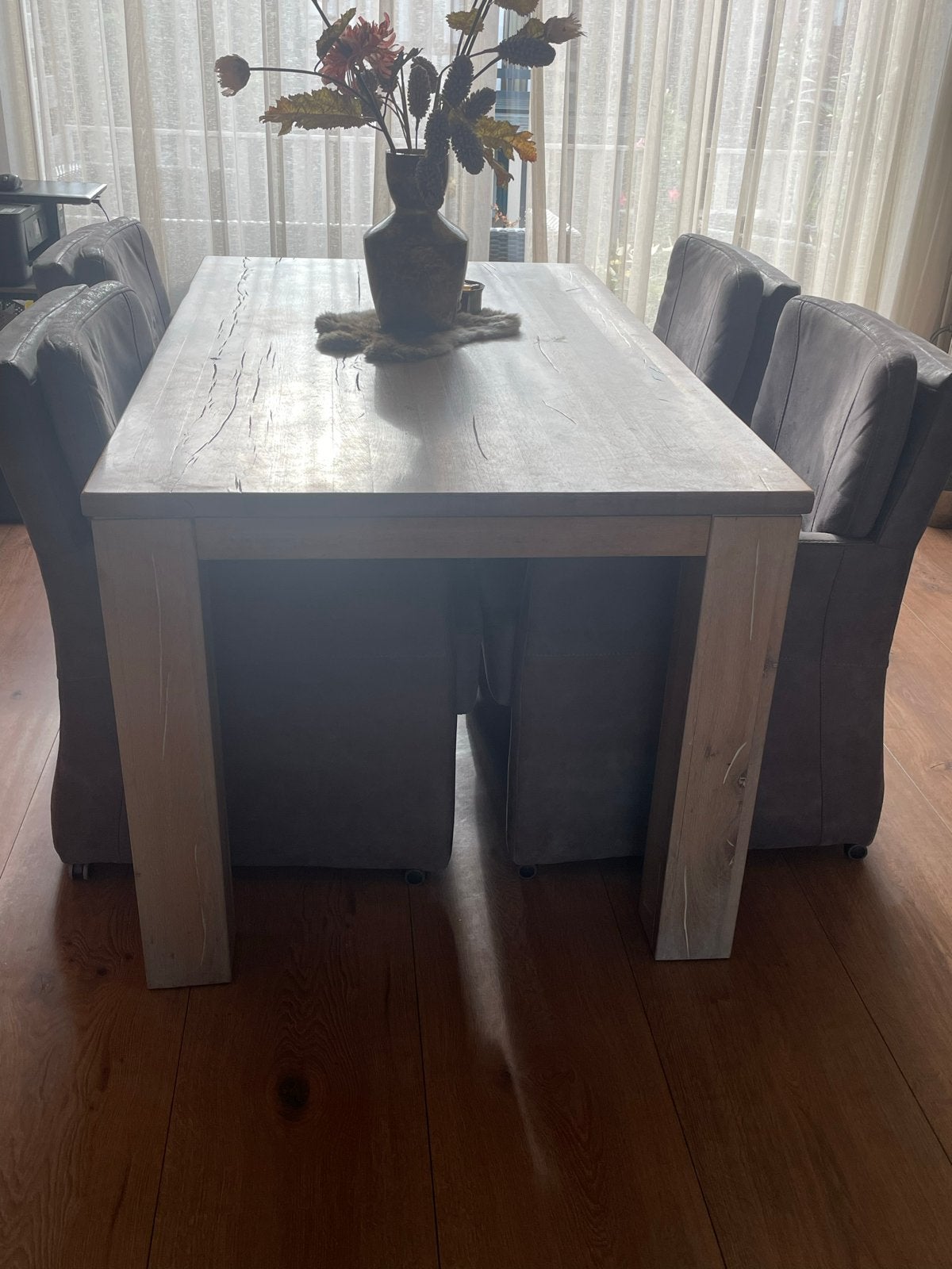 Henders&Hazel eettafel (uitschuifbaar) met 4 Haco stoelen, Gebruikt, Eikenhout, 150 tot 200 cm, Vier personen