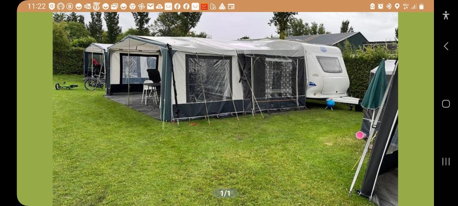Dorema tent 270cm diep, maat 14SF (975-1000cm), Caravans en Kamperen, Ophalen, Gebruikt