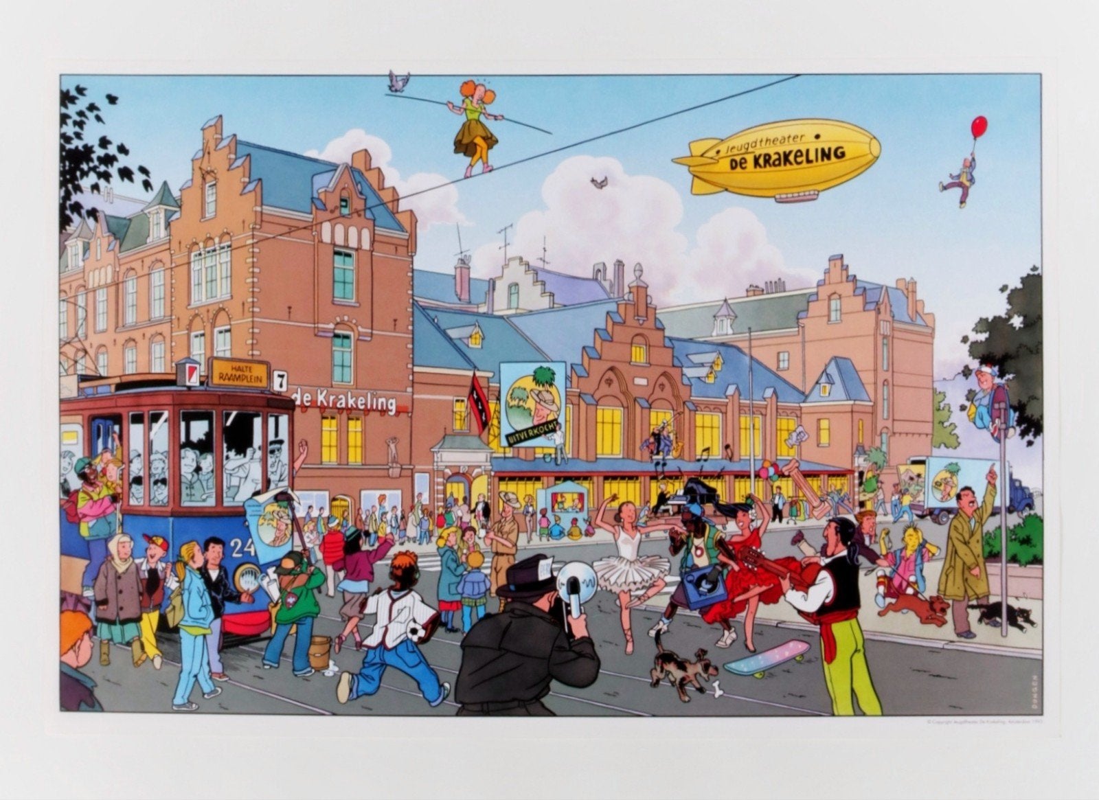 Peter van Dongen "Jeugdtheater De Krakeling", Personages en Fantasiefiguren, Gesigneerd in de plaat, Offsetdruk, Ophalen of Verzenden
